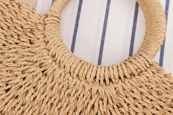Elegant Women's Straw Tote - Handmade Beach Weaver