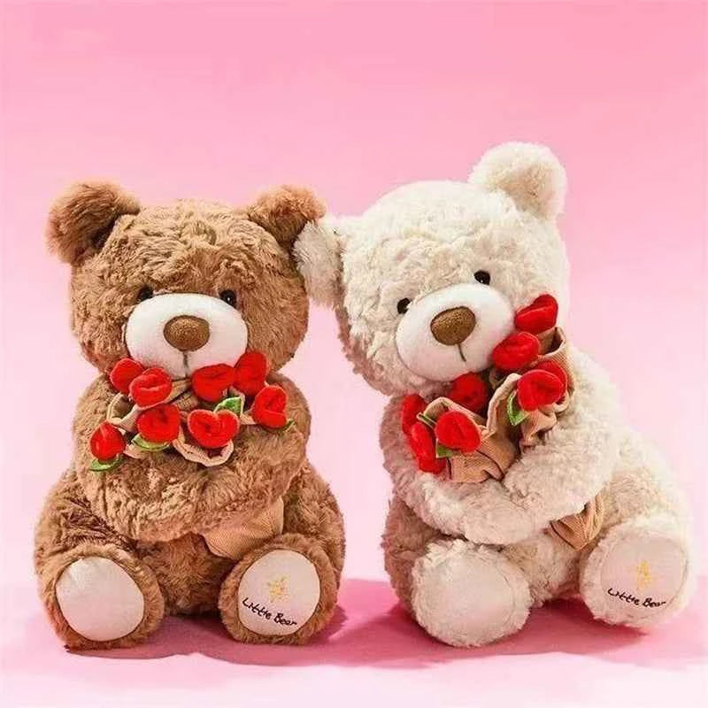 Premium Kawaii Teddy Bear with Roses