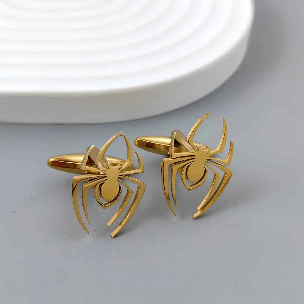 Elegant Spider Cufflinks - Gold-Plated French Shirt Accessories