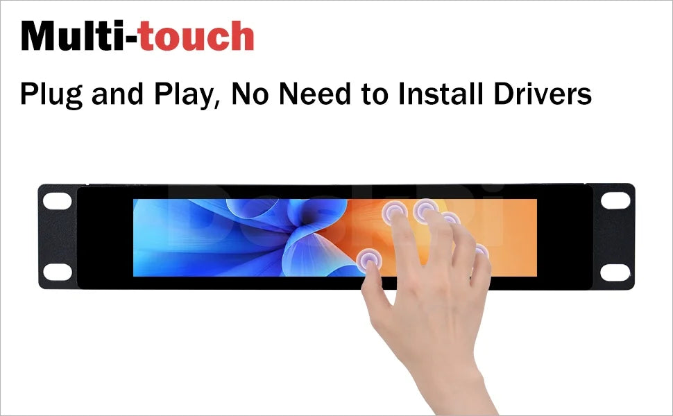 Premium 1U Rackmount Monitor - DeskPi 6.91-inch Touch Screen