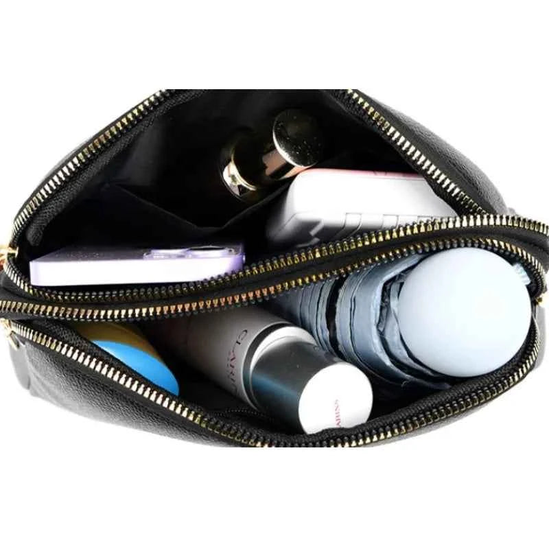 Luxury Cowhide Flap Crossbody Bag - Elegant Messenger