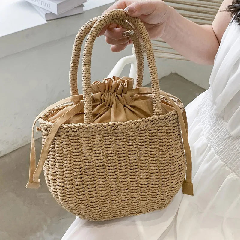 Elegant Straw Clutch - Retro Woven Rattan Bag