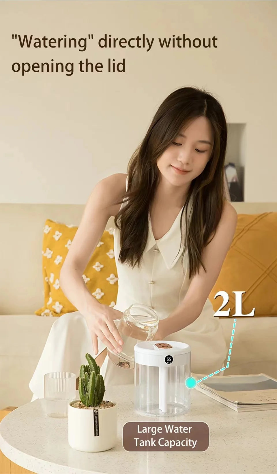 Elegant Bedroom Humidifier - Quiet USB Misting