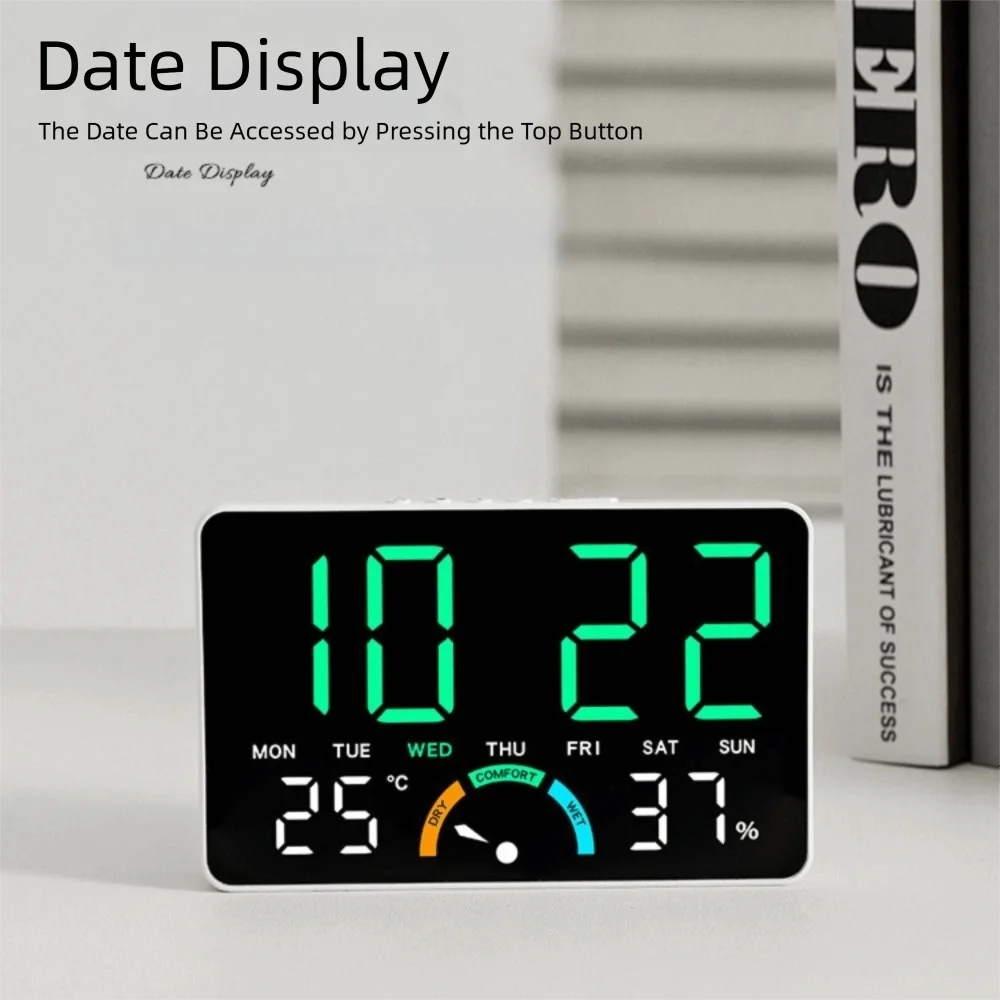 Premium Digital LED Wall Clock - Voice Control & Temperature Display