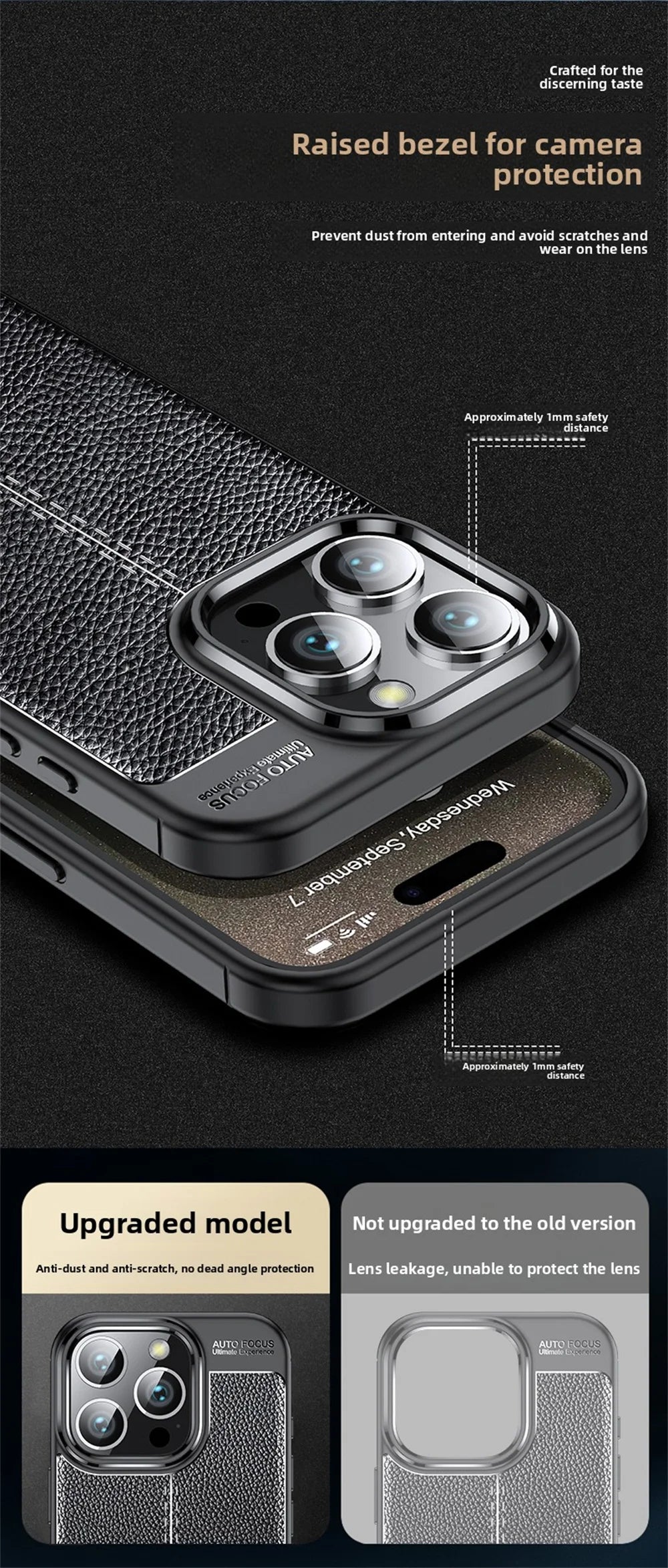 Premium iPhone Protective Case - Leather Texture Shockproof