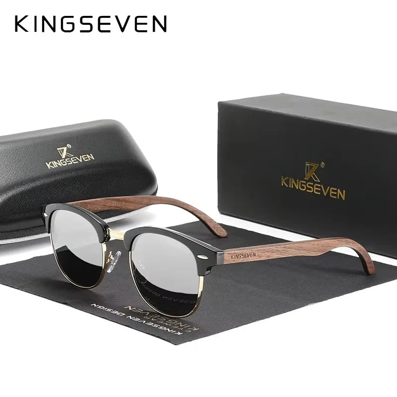 Vintage Walnut Sunglasses - Polarized UV400 Retro Eyewear