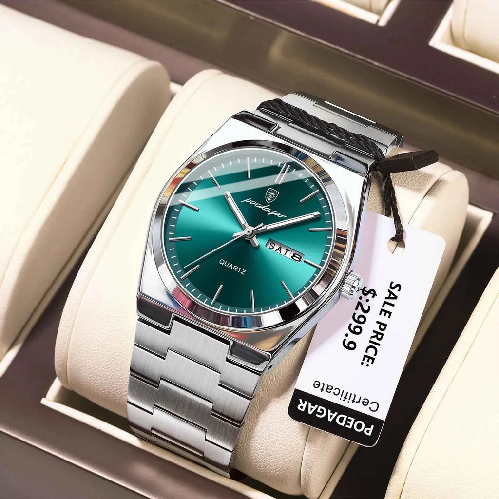 Luxury Men's Quartz Watch - Waterproof Stainless Steel Wristwatch