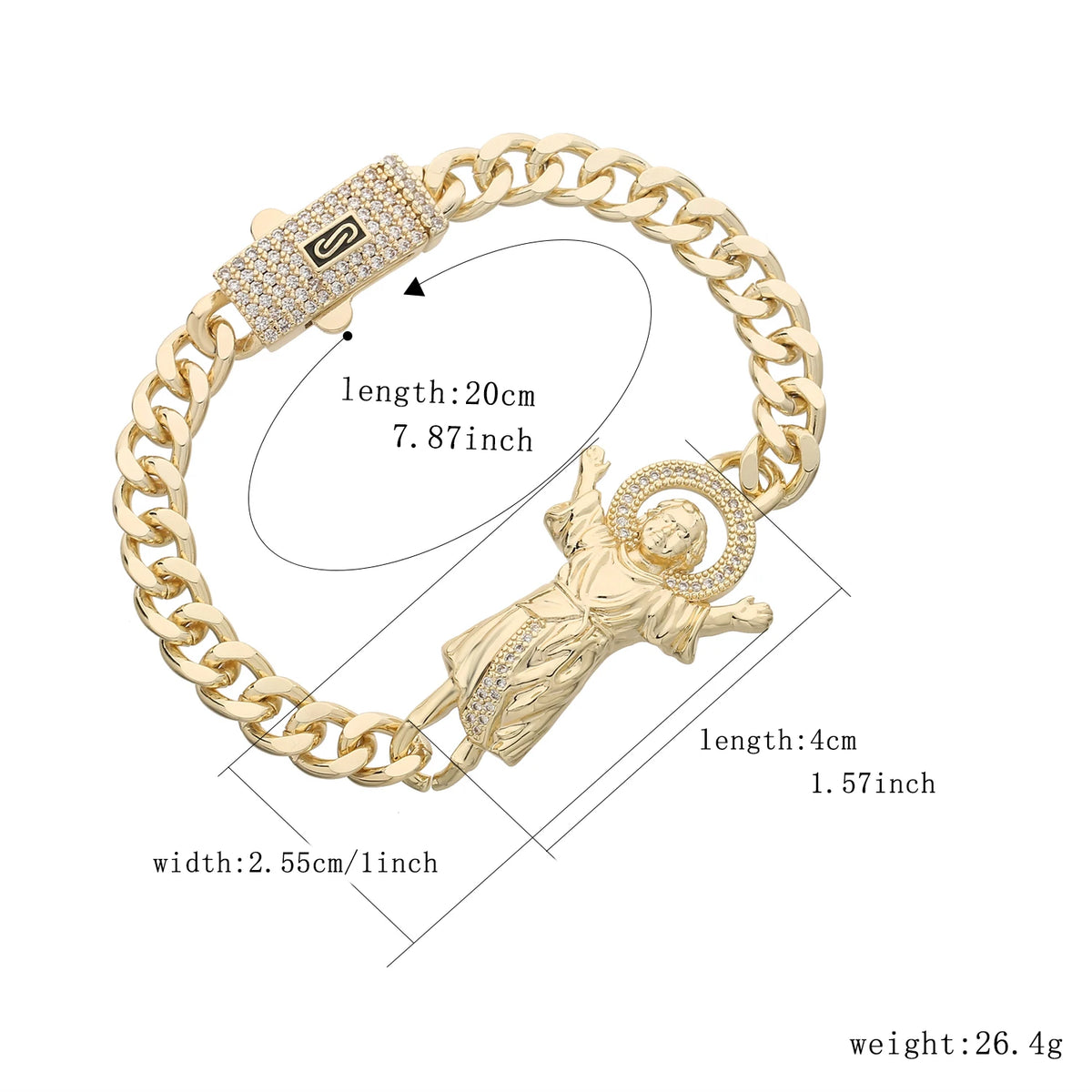 San Judas Tadeo Bracelet - 14k Plated Stainless Steel