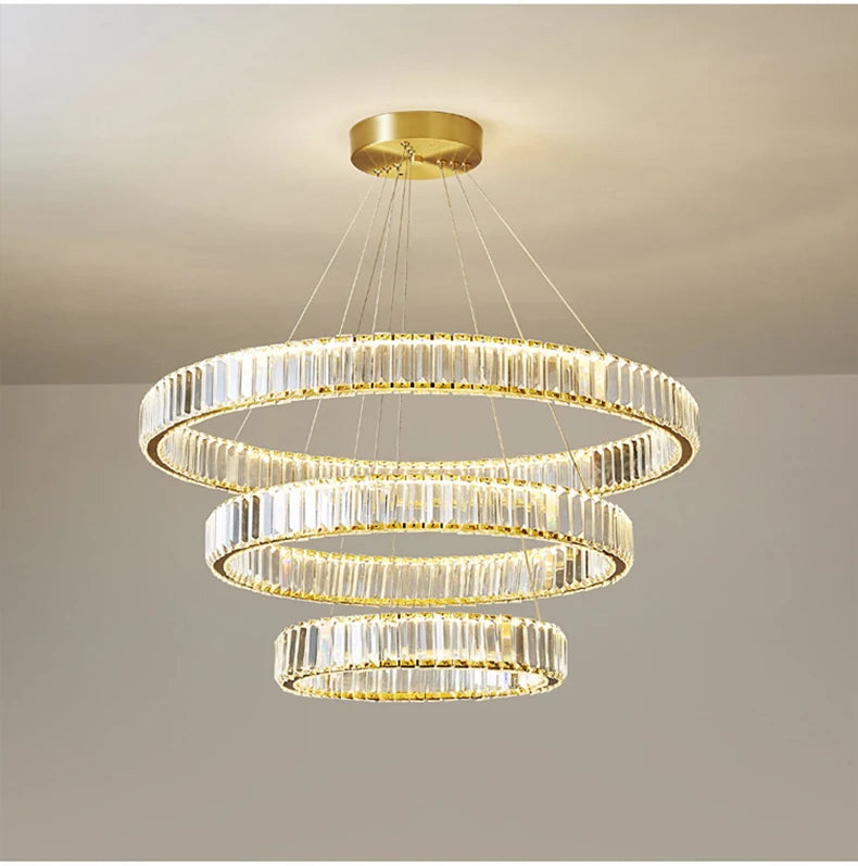 Elegant Crystal Ring Chandelier - Modern Dining Room Lighting