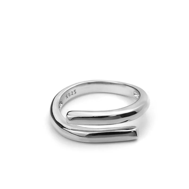 Elegant Double Layer Geometric Ring - Adjustable Silver Fashion Jewelry