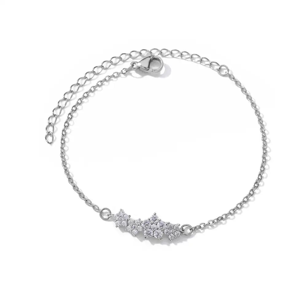 Elegant Zircon Flowers Bracelet - Luxury Gold Steel Jewelry