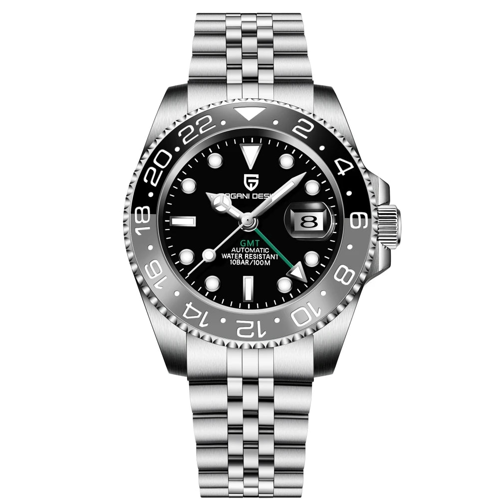 Luxury Automatic GMT Watch - 40mm Sapphire & Steel