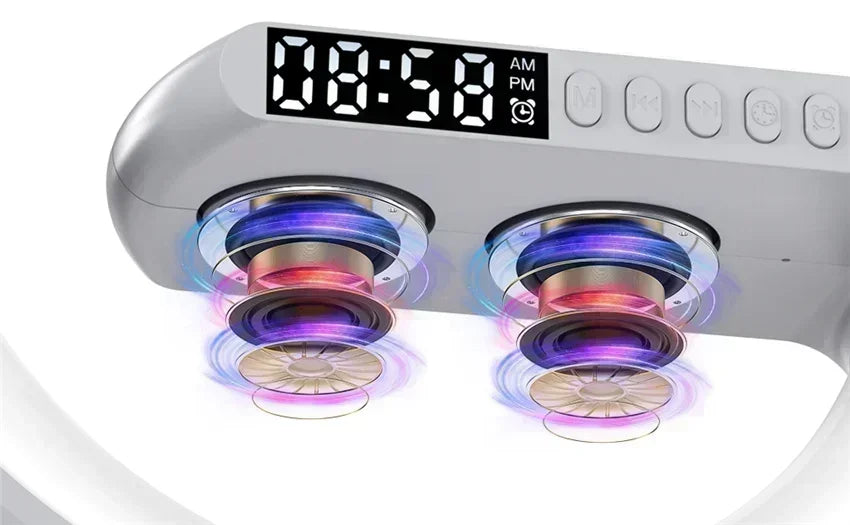 Premium Wireless Charger Desk Lamp with Bluetooth Speaker & RGB Night Light