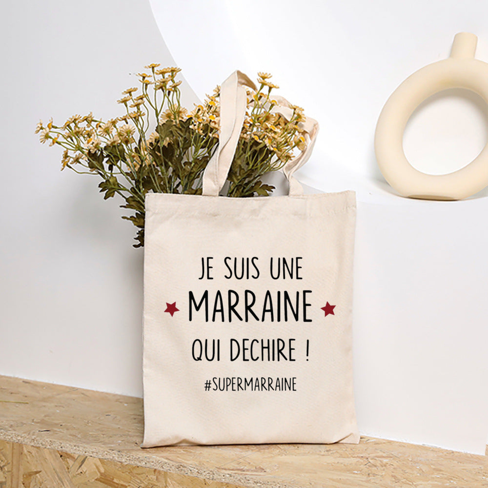 Premium Godmother Gift Bag - Elegant Canvas Tote