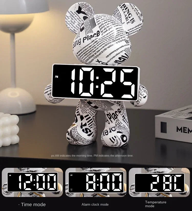 Premium Bear Desktop LED Clock - Luxury Digital Display