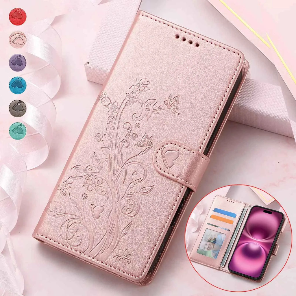 Leather flip case - luxury wallet phone cover with card slot in vibrant color