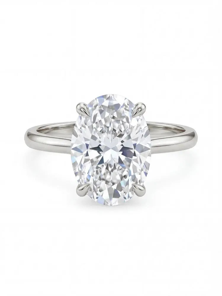 Exquisite Oval Zircon Ring - 925 Sterling Silver Engagement Band