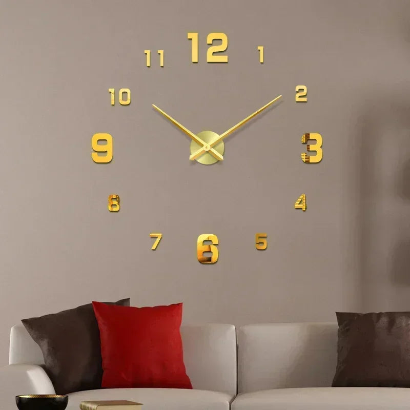 Elegant Modern Large Wall Clock - 3D DIY Quartz Design