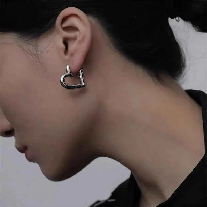 Elegant Sterling Silver Heart Hoop Earrings
