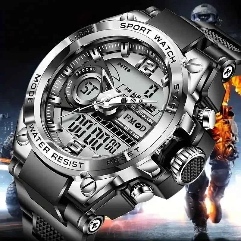 Digital Steel Military Wristwatch - LED Quartz Sports Clock