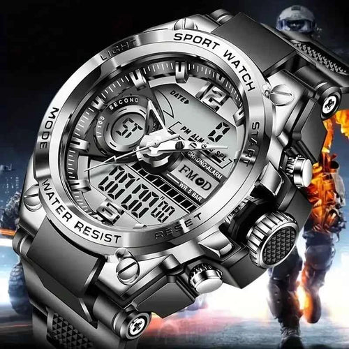 Digital Steel Military Wristwatch - LED Quartz Sports Clock