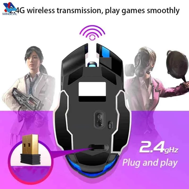 MINGCVIL Rechargeable Wireless Mouse Gaming Computer Bluetooth Mouse USB Mechanical E-Sports Backlight PC Mouse For Computer
