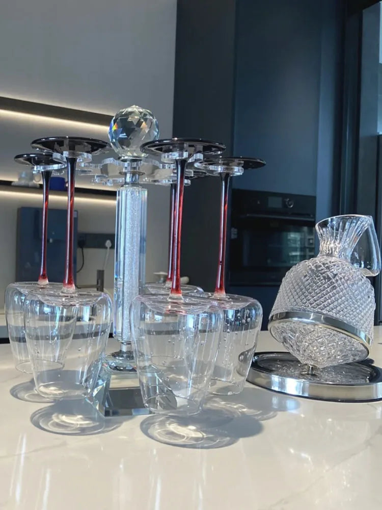 Elegant Burgundy Wine Glasses - Crystal Long Stem Design