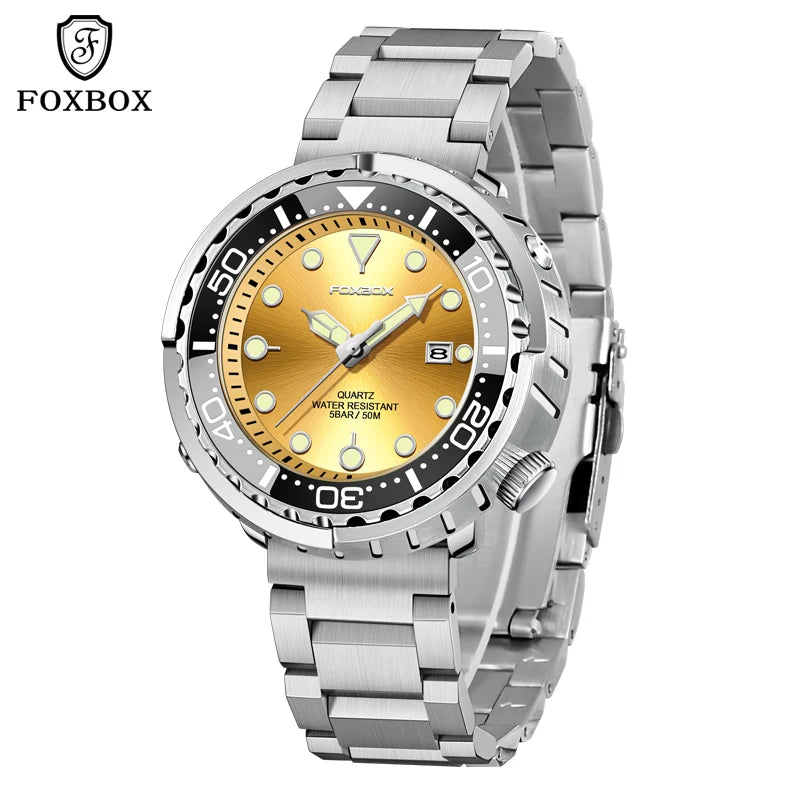 Luxury Mens Quartz Watch - 5ATM Waterproof Sports Clock