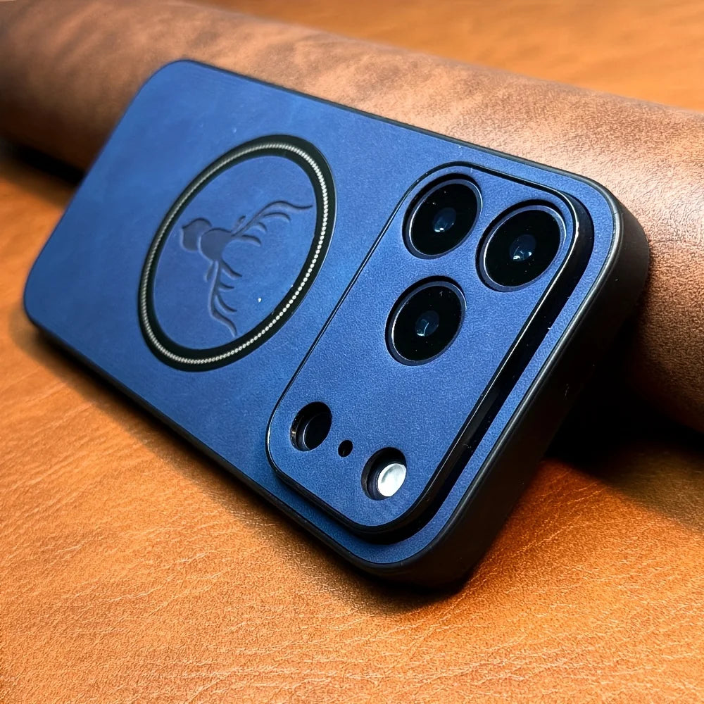 Luxury PU Leather MagSafe Phone Case - Shockproof Cover