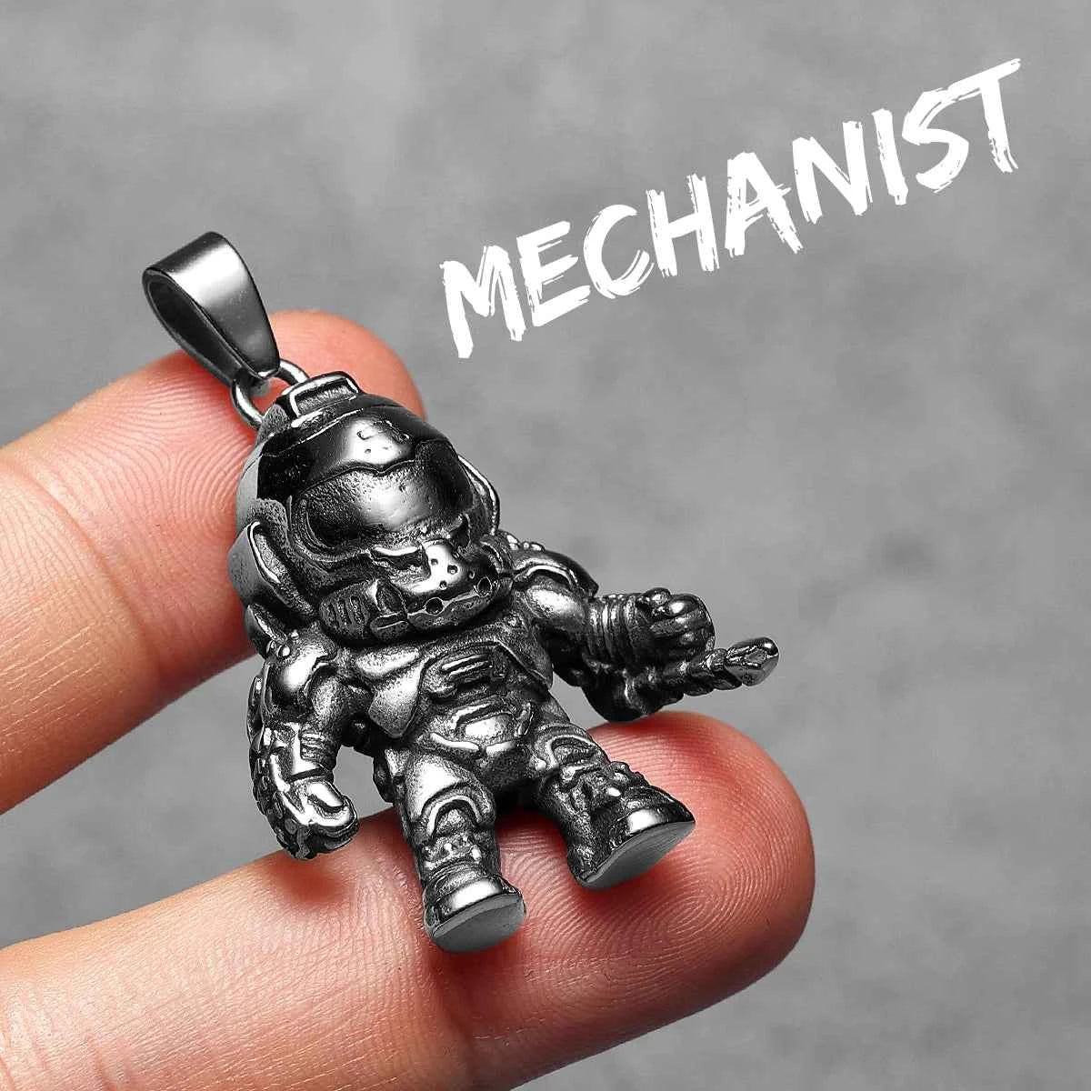 Premium Mech Astronaut Necklace - Stainless Steel Punk Pendant
