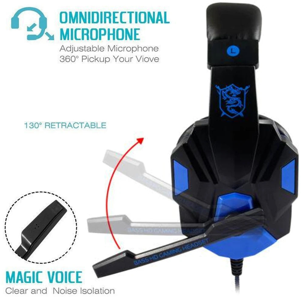 Premium Wired Gaming Headset - 120° Adjustable & Noise Cancelling