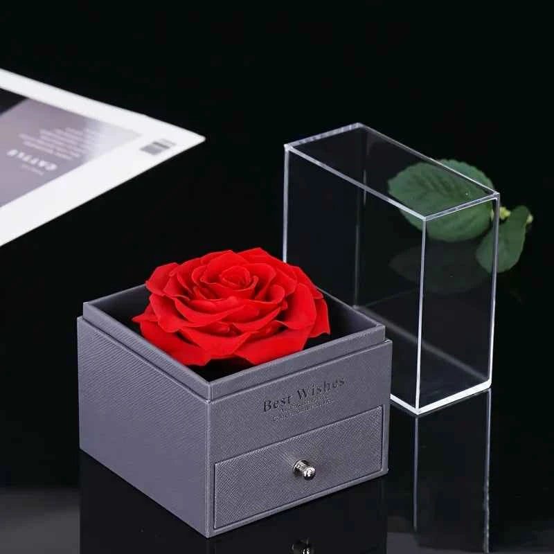 Luxury Zircon Necklace with Rose Flower Gift Box - Elegant Jewelry