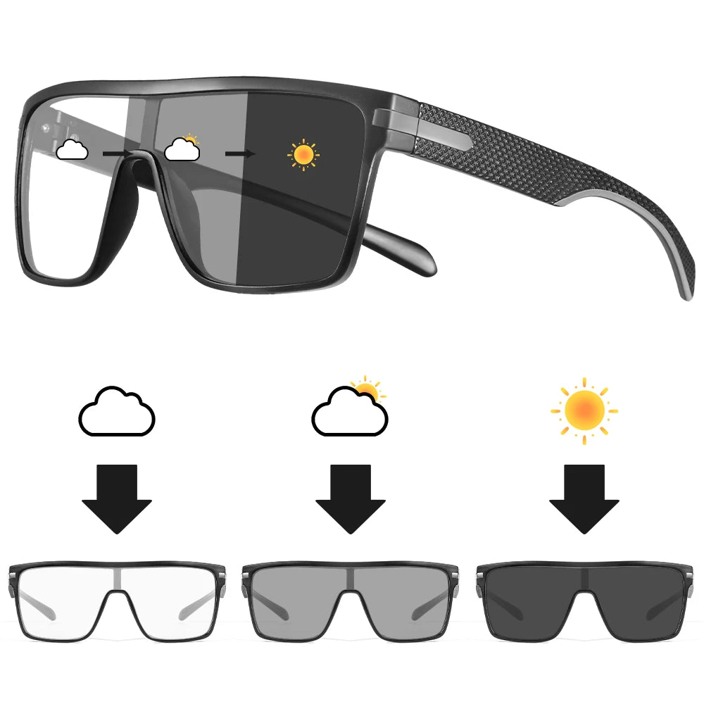 Oversized Photochromic Polarized Sunglasses - UV400 Protection