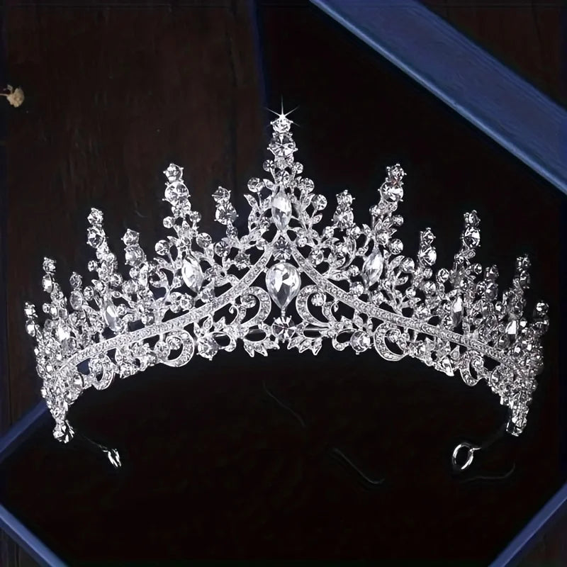 Elegant Crystal Crown Necklace & Earring Bridal Set
