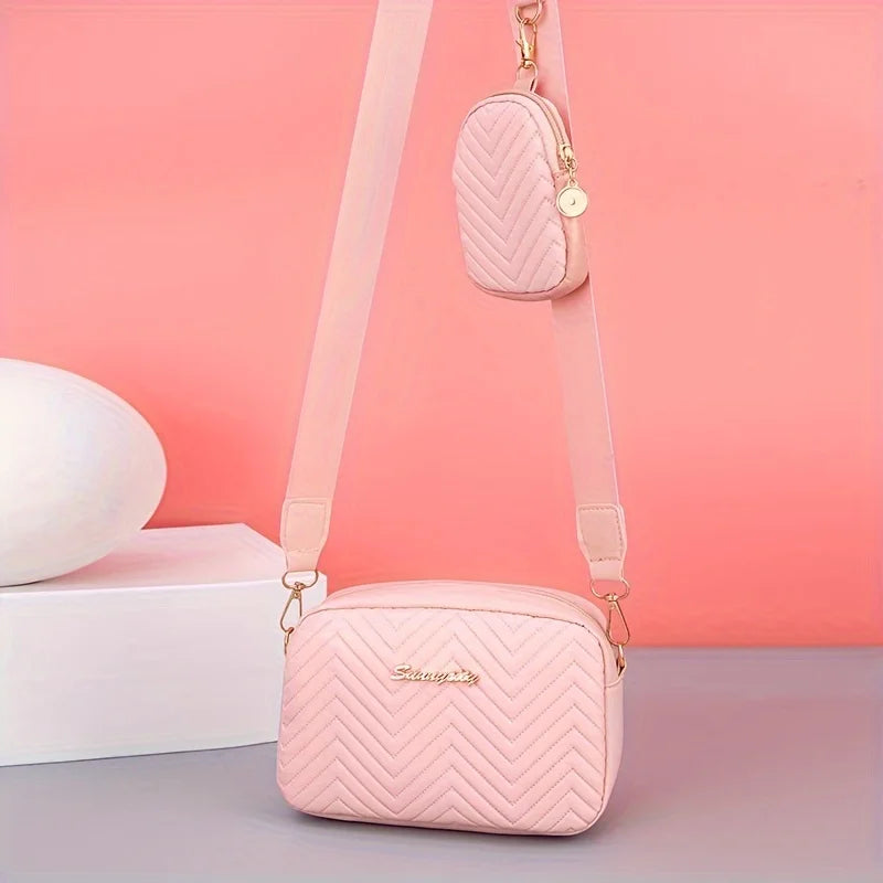 Elegant Sequin Crossbody Bag - Luxury Wave Embossed Mini Purse