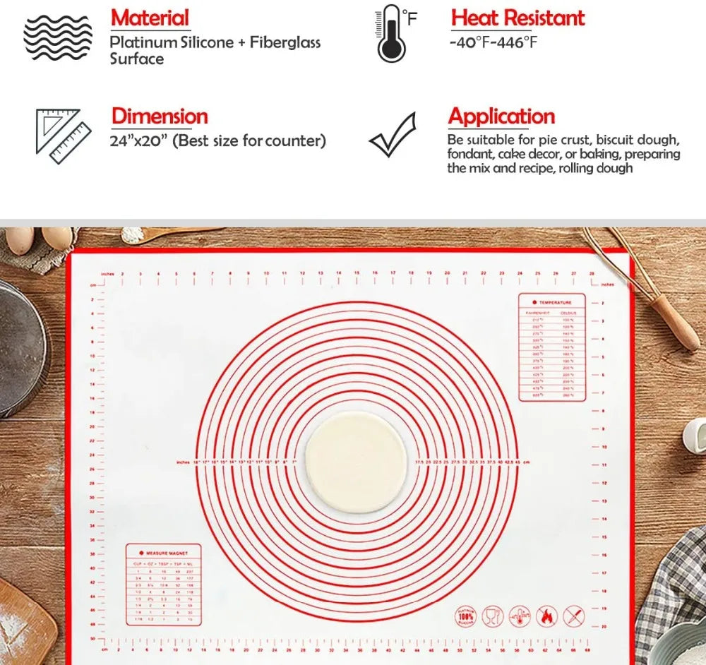 Professional Silicone Baking Mat - Non-Stick Dough Pad