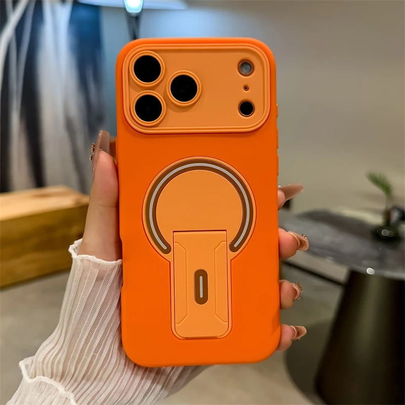 Luxury Magnetic Phone Case with Fold Stand & Camera Window