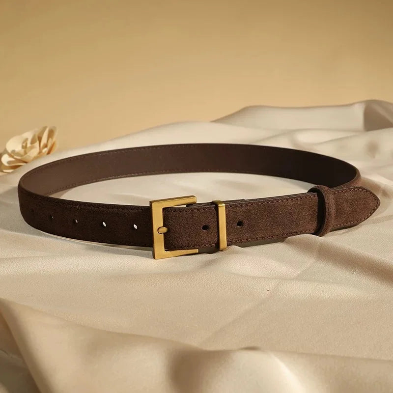 Luxury Cowhide Leather Belt - Adjustable Square Buckle