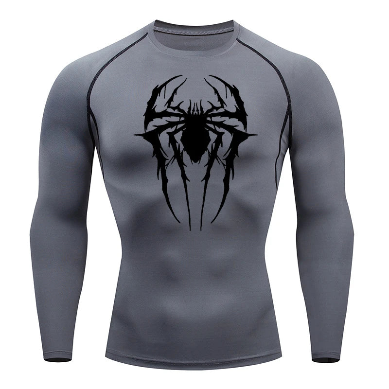 Premium Men's Spider Graphic Compression Shirt - Quick Dry Rash Guard