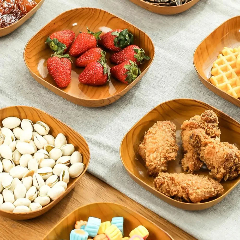 Elegant Wood Grain Square Plate - Japanese Style Dinnerware