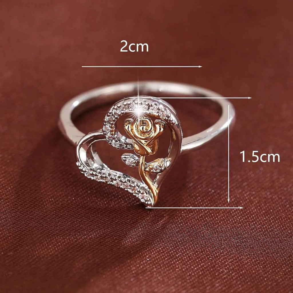 Elegant Rose-Shaped Synthetic Zirconia Women's Ring For Daily Gifting  Jewelry Accessory