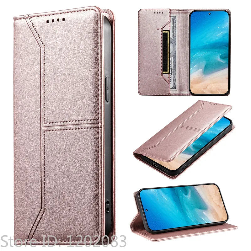 Luxury Magnetic Leather iPhone Case - Wallet Flip Cover