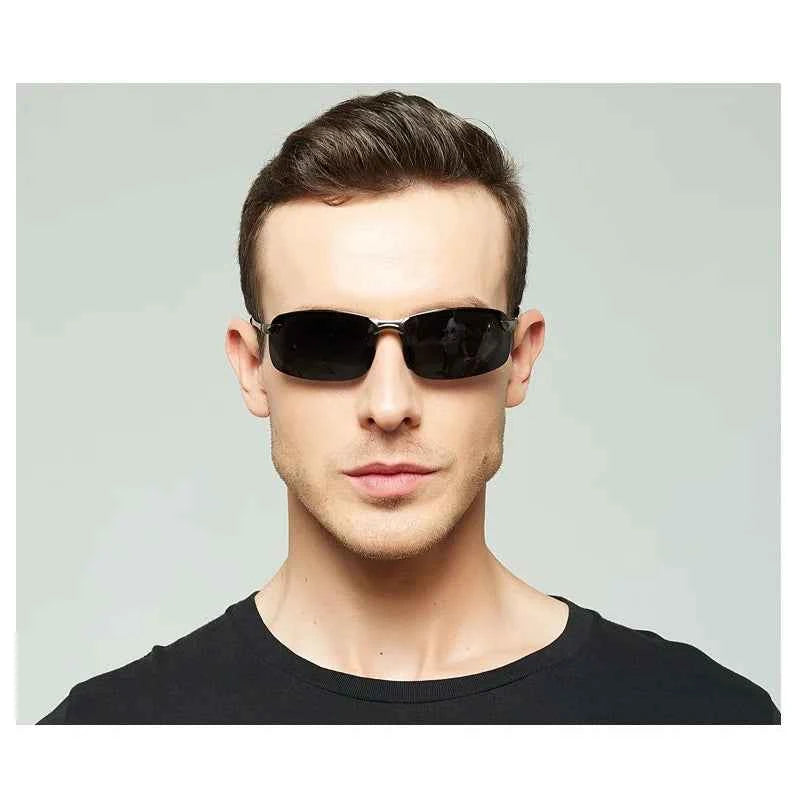 Classic Polarized Men's Sunglasses - Retro Half Frame Designer Eyewear