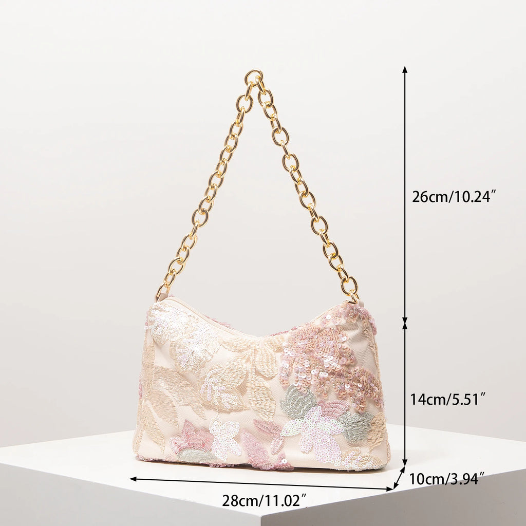 Elegant Embroidered Sequin Bag