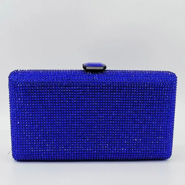 Elegant Crystal Evening Clutch - Luxury Rhinestone Box Handbag