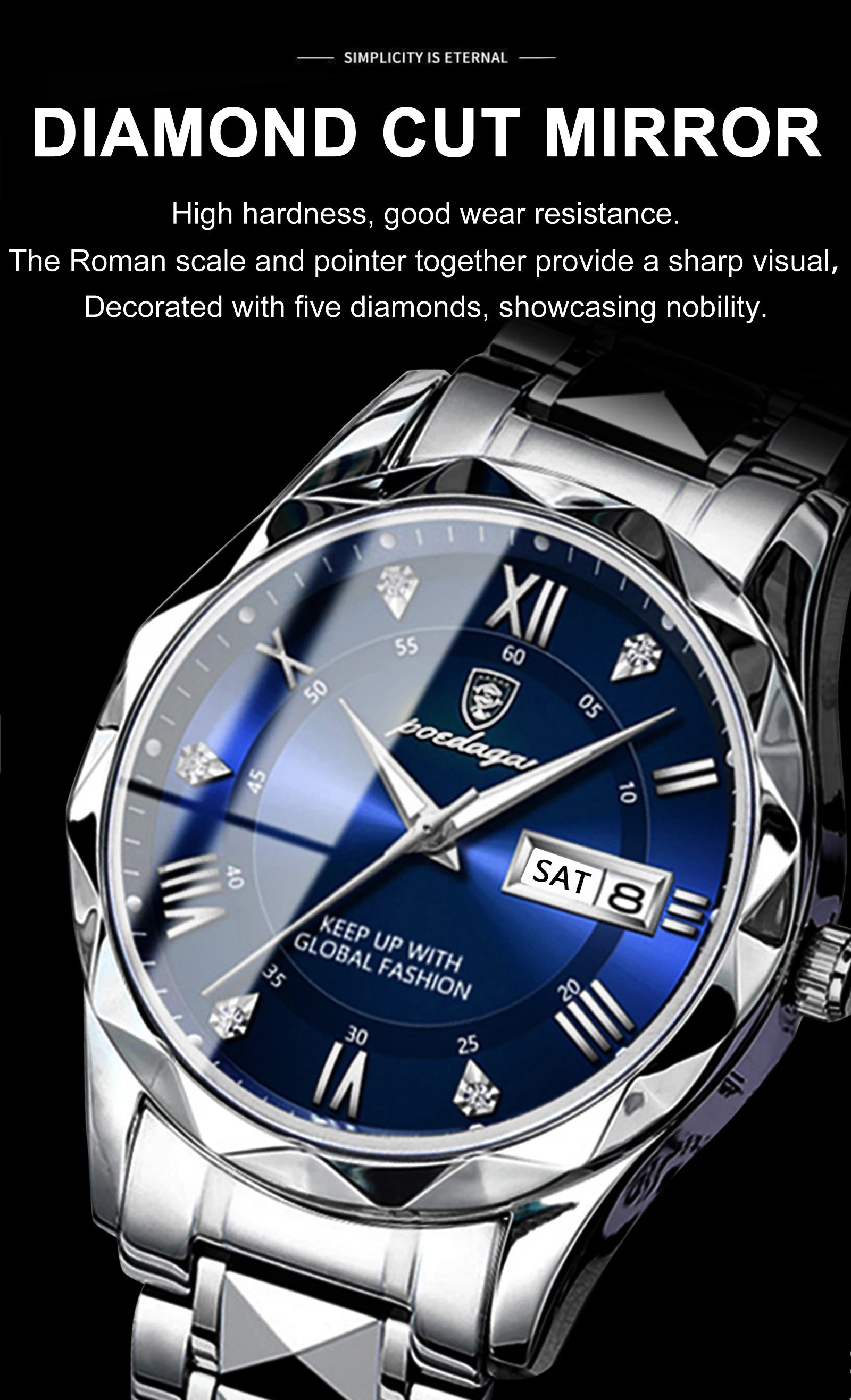 Luxury Men's Quartz Watch - Date & Week Display