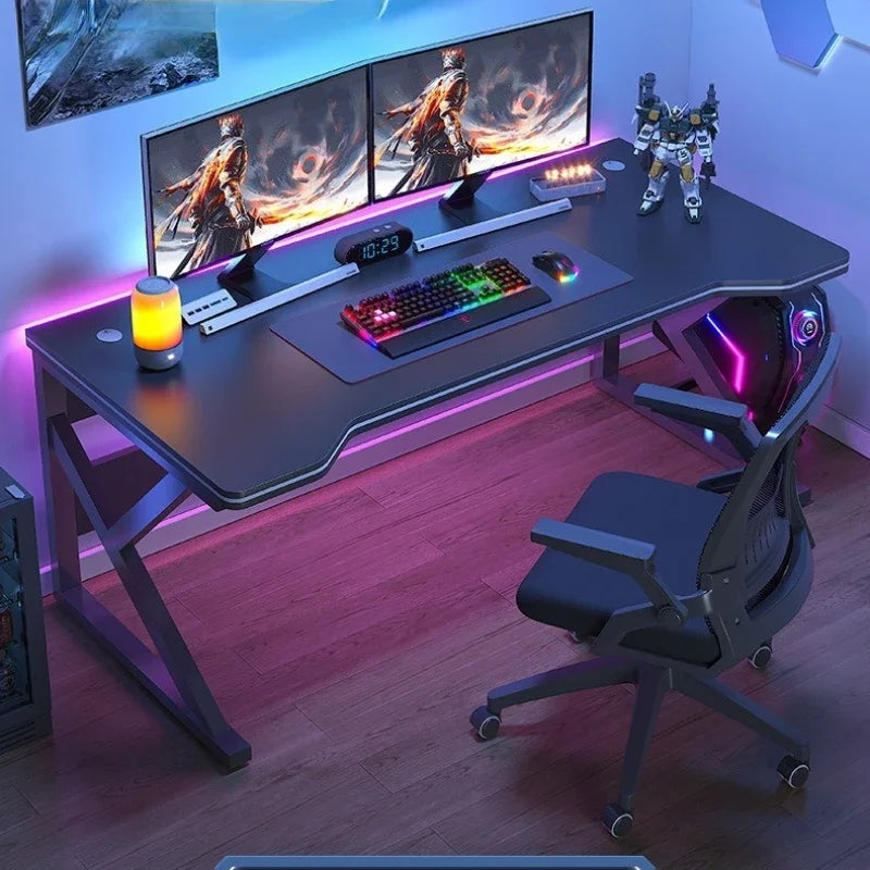 Standing computer desk - modern rectangular design with steel frame in a home office setting