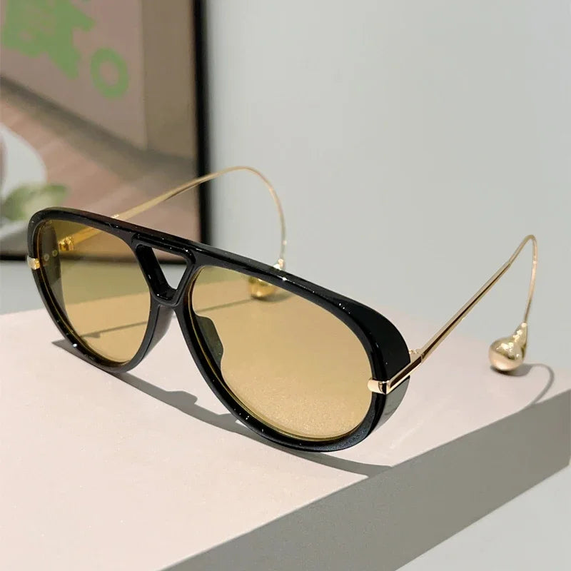 Luxury Oversized Pilot Sunglasses - Gradient Designer Shades