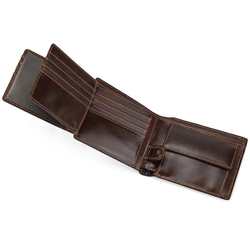 Cow Leather Men‘s Short Wallet Hasp Genuine Leather Unisex Women Zipper Coin Clutch Purse Cowhide Card Holder Trifold Man wallet