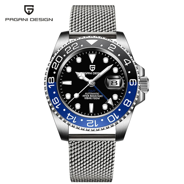 Luxury Automatic GMT Watch - 40mm Sapphire & Steel